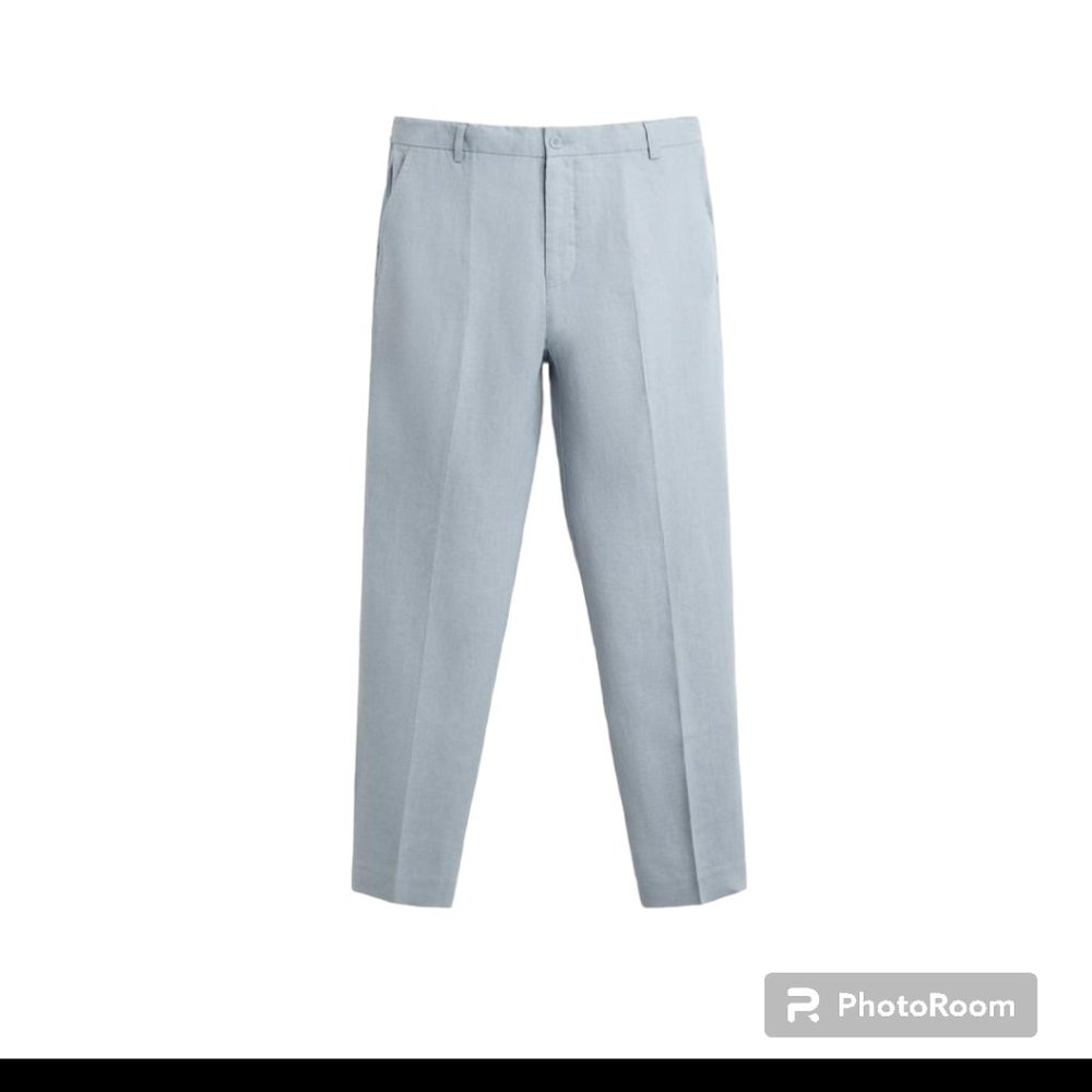 Zara Man Basic Collection, Flat Front Suit Pants, Chambray Blue, Size 29